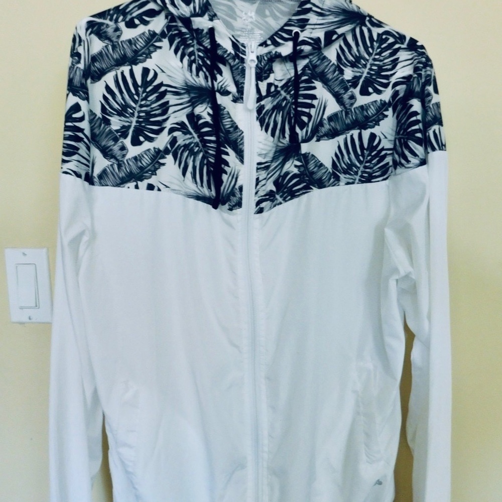 Soho Sport Lightweight Hooded White & Black Zip Up Jacket Women's XL Very good!
